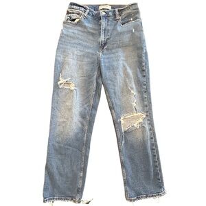 Abercrombie & Fitch  Ankle Straight Ultra HighRise jeans curve love raw hem 4 R